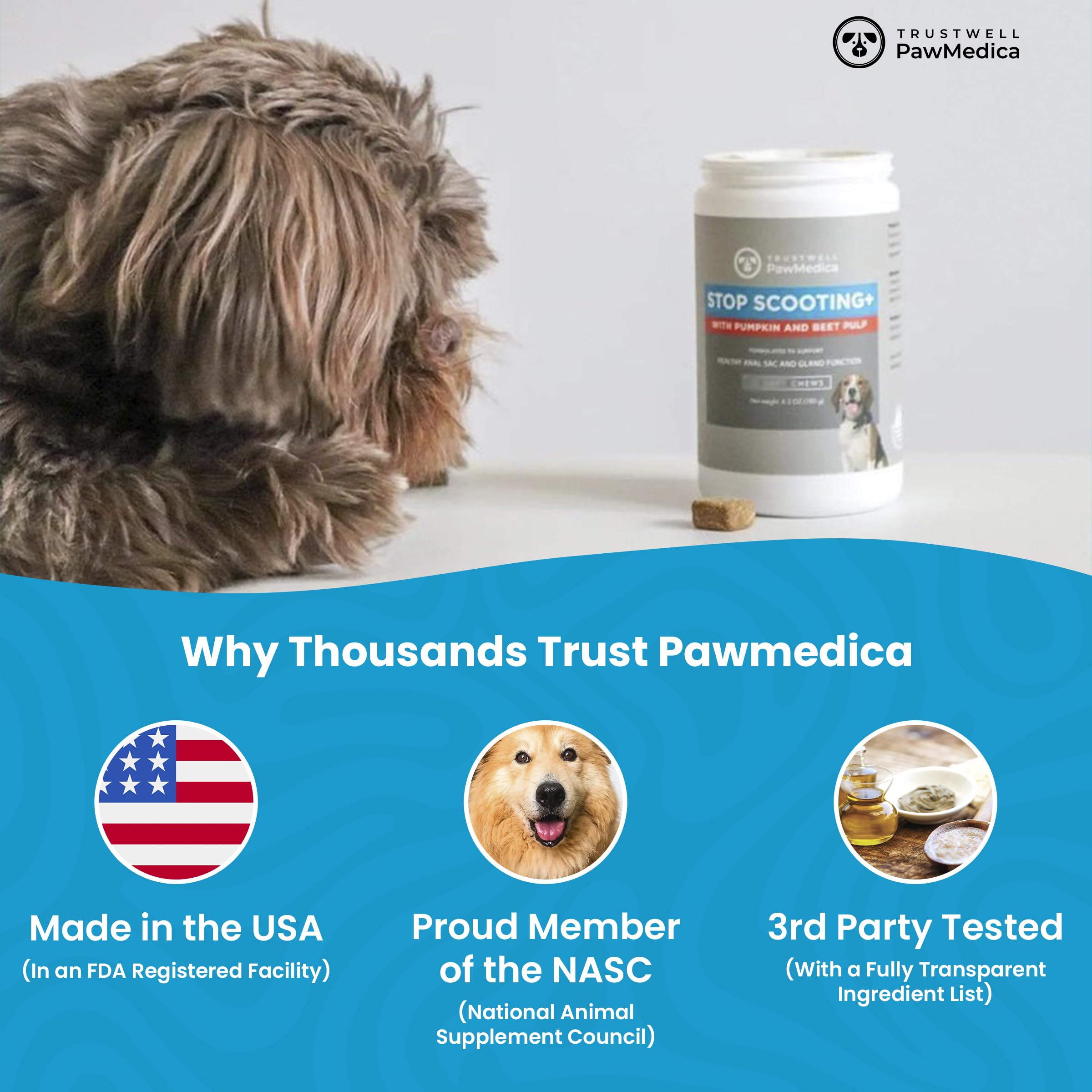 PawMedica dog fiber digestive benefits image emphasizing fiber blend