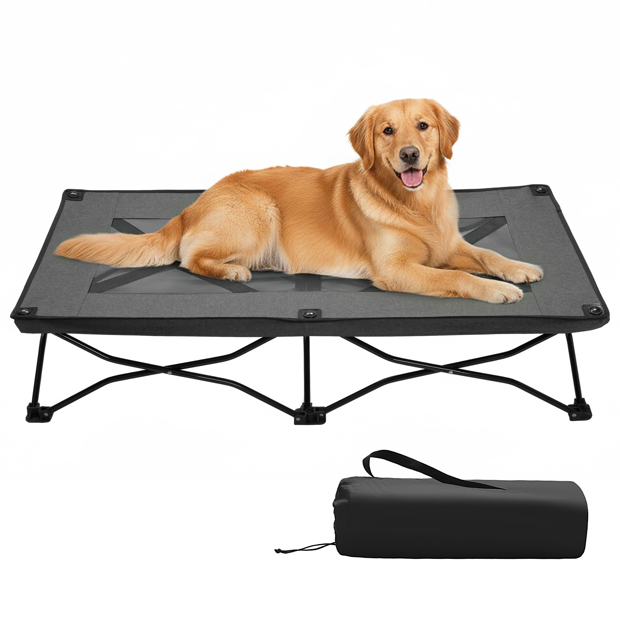 PAWMMO elevated dog bed with breathable mesh for cool lounging.