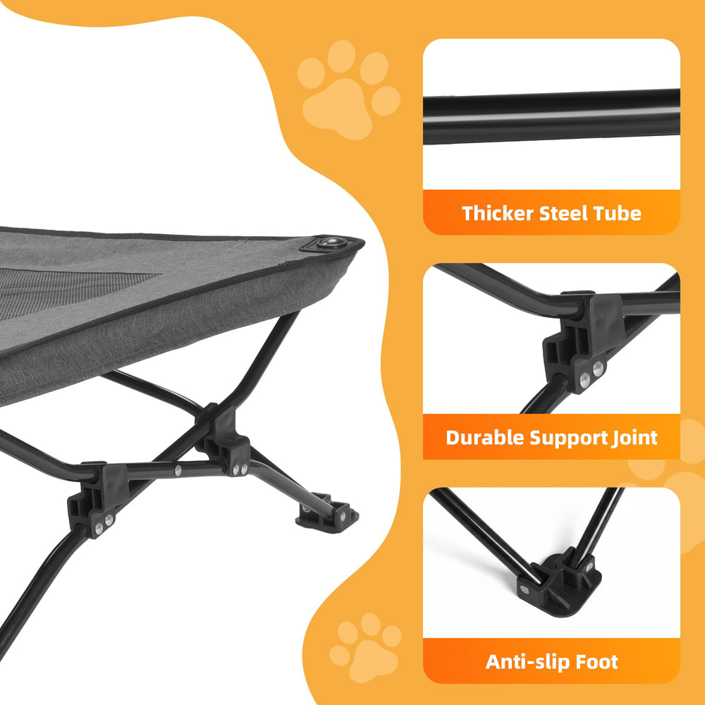PAWMMO large dog cot measures 46 by 26 by 8 inches for roomy comfort.
