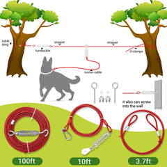 PAWNISAW 10 ft runner cable with spring reduces jolts during runs.