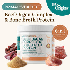 Ingredients close-up showing grass-fed beef organs for natural nutrition