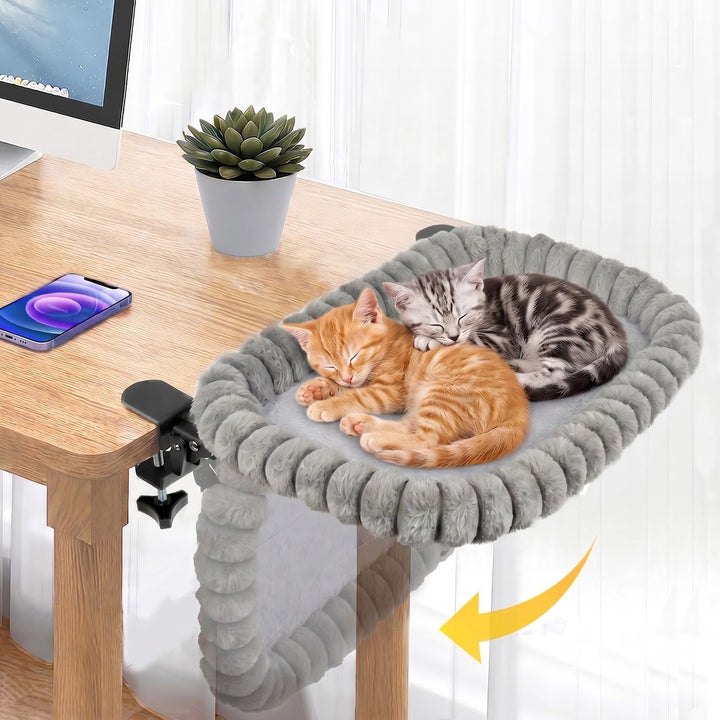 Pawow X-Large Cat Desk Bed with 90-degree fold for space-saving setup