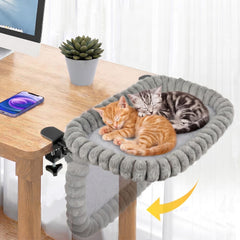 Pawow X-Large Cat Desk Bed with 90-degree fold for space-saving setup