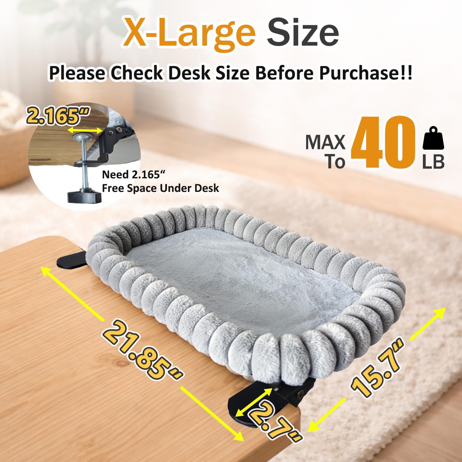 Pawow X-Large Cat Desk Bed spacious surface inviting stretch for large cats