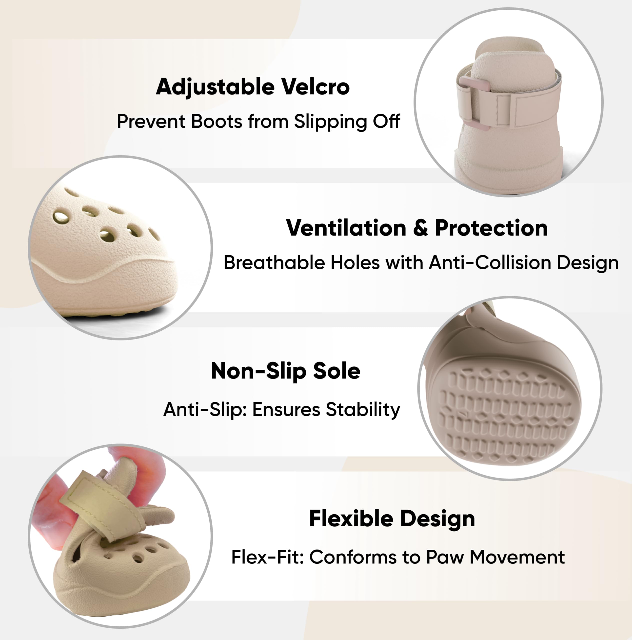 PawPosh perforated ventilation promotes airflow for cooler paws.