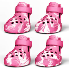 PawPosh Rose Marble front view dog shoes showing paw protection for warm days