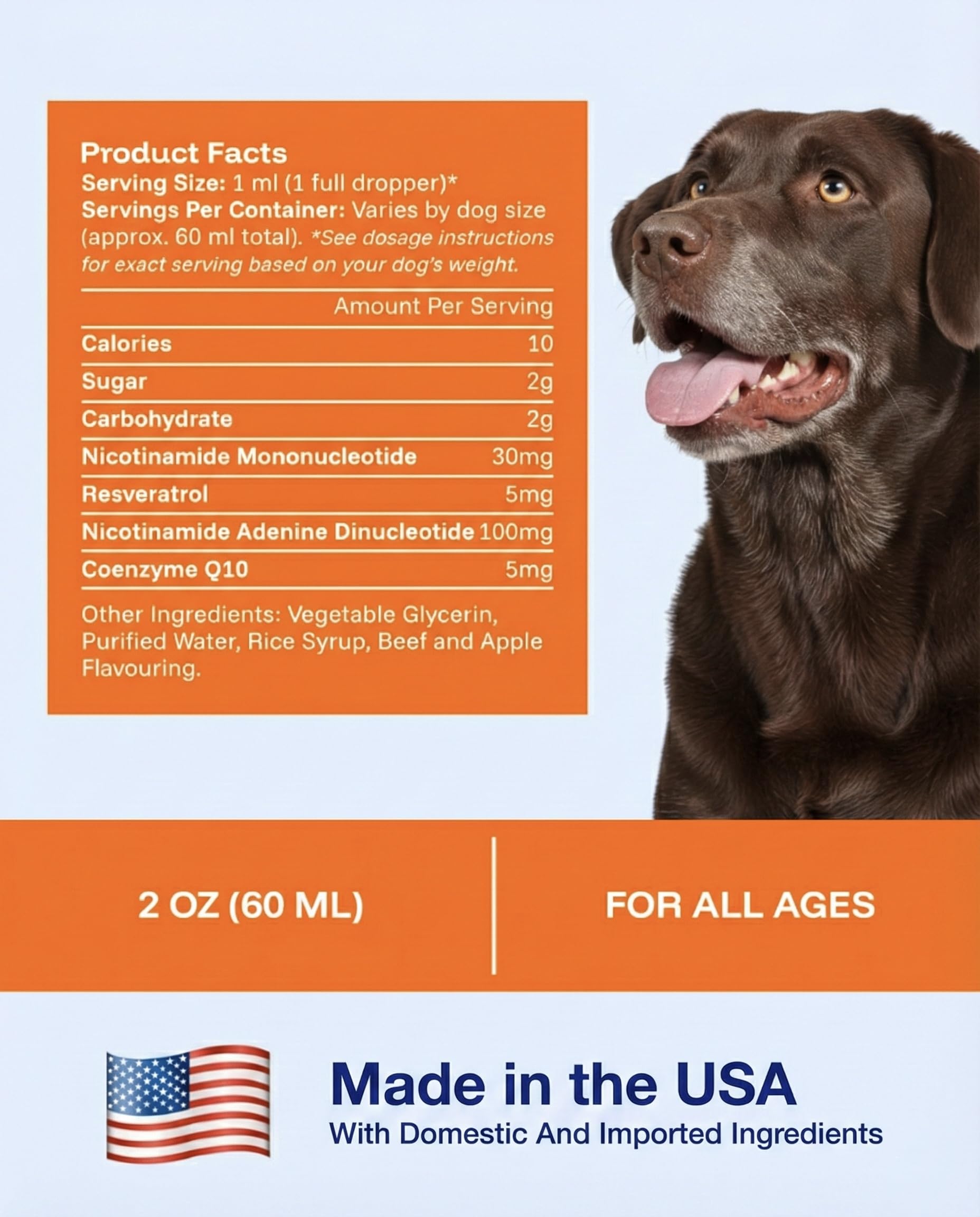 PAWPRINT Lab NAD+ NMN drops pour demonstrates easy daily dosing for dogs.