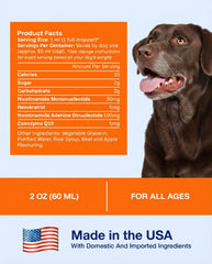 PAWPRINT Lab NAD+ NMN drops pour demonstrates easy daily dosing for dogs.