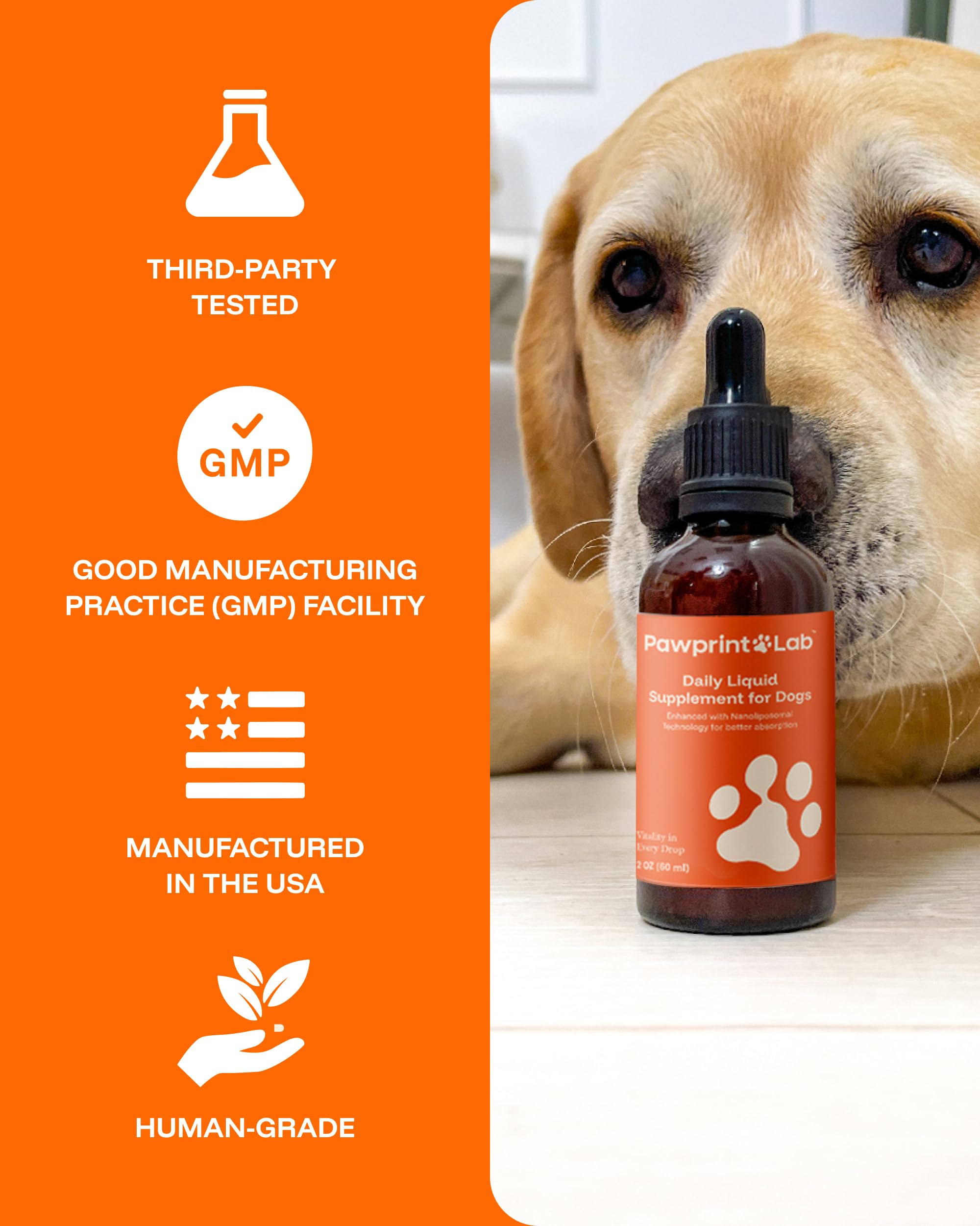 PAWPRINT Lab third-party tested seal underscores product purity and reliability.