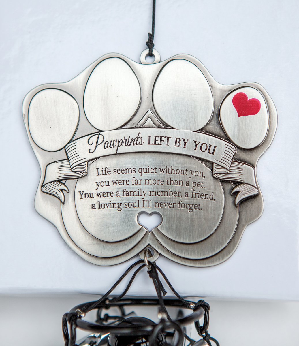 Pawprints Left by You wind chime arrives in gift-ready box.