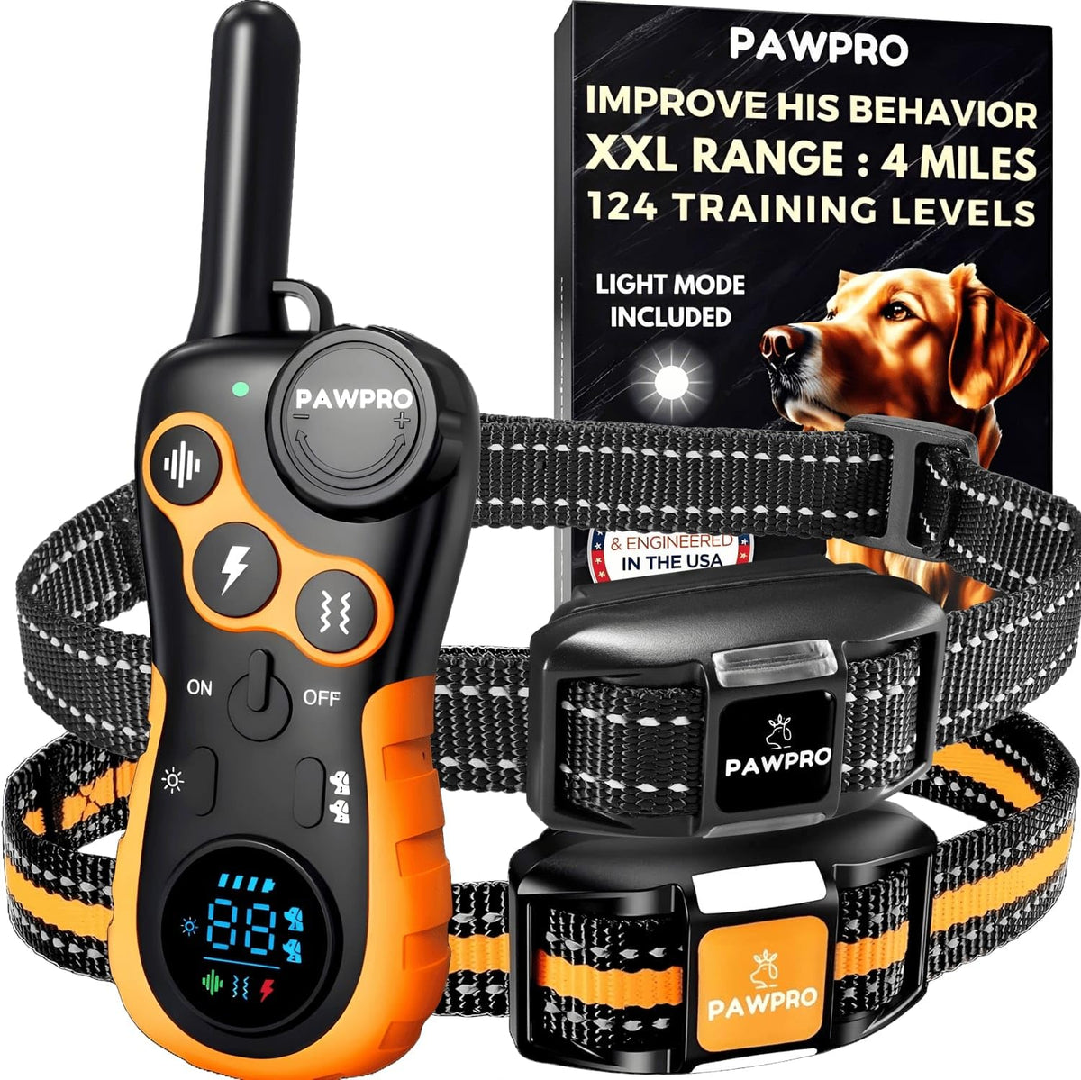 PAWPRO dog shock collar with 4-mile range for off-leash training.