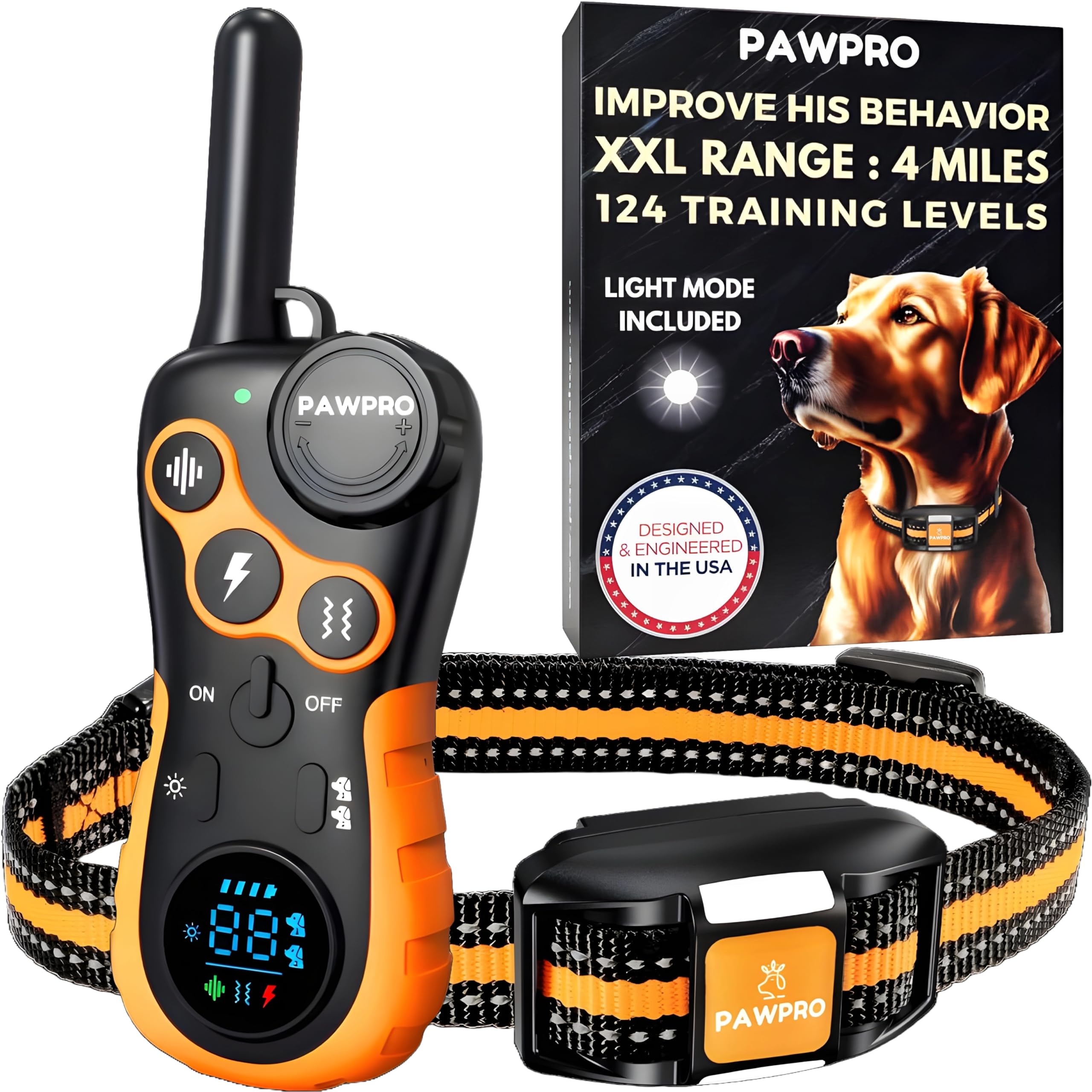 PAWPRO dog shock collar with remote for precise training at any distance