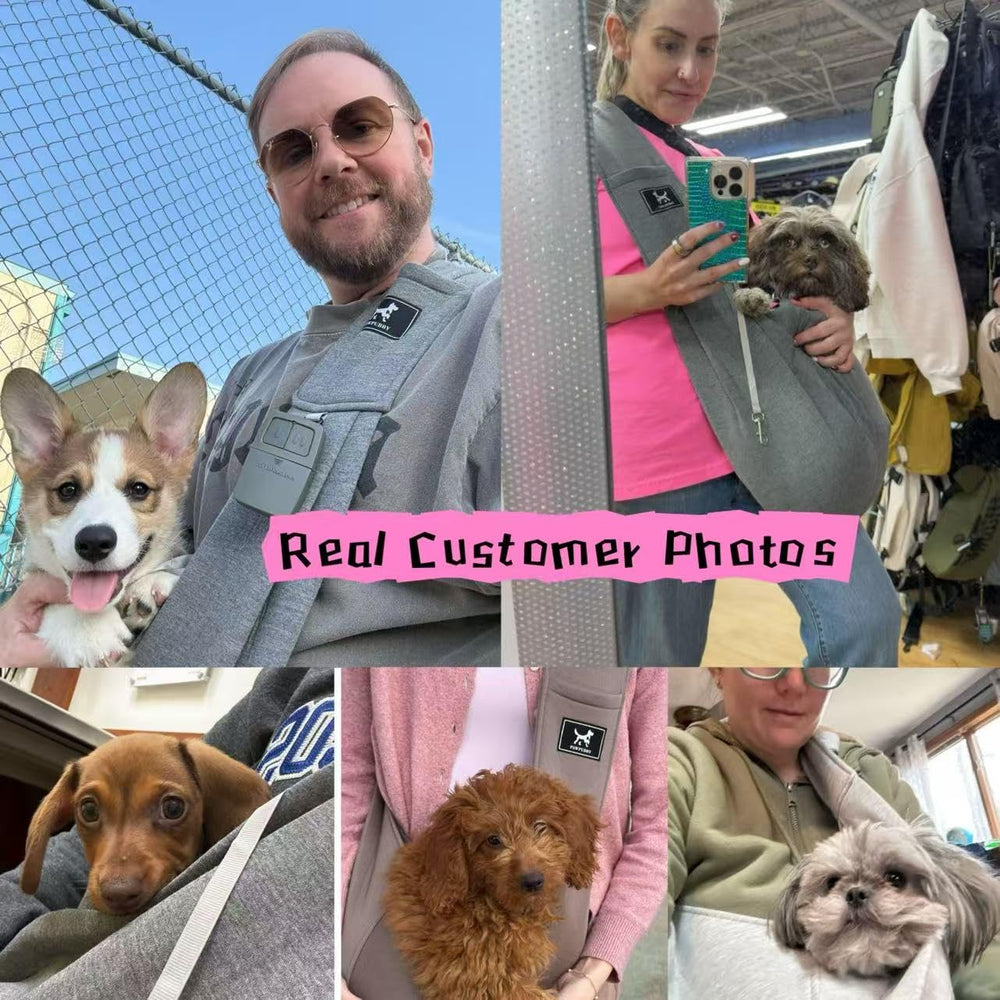 PAWPUBBY sling features interior safety leash and anti-escape buckle for secure outings