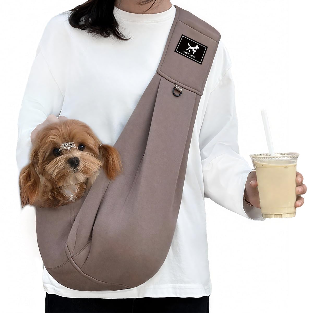 PAWPUBBY waist-fit sling worn by a user for ergonomic comfort.