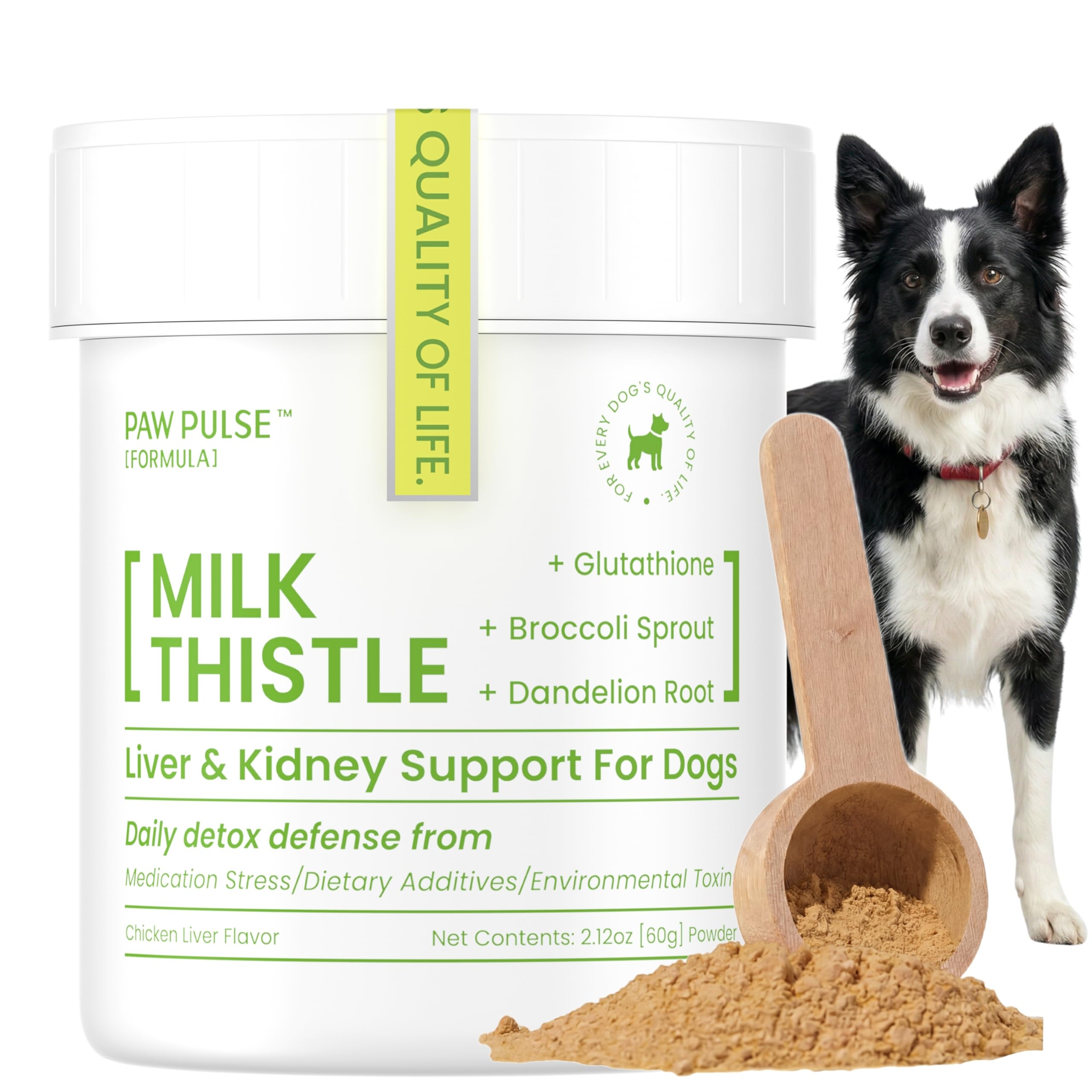 PAWPULSE FORMULA milk thistle dog powder pack supports daily liver and kidney health