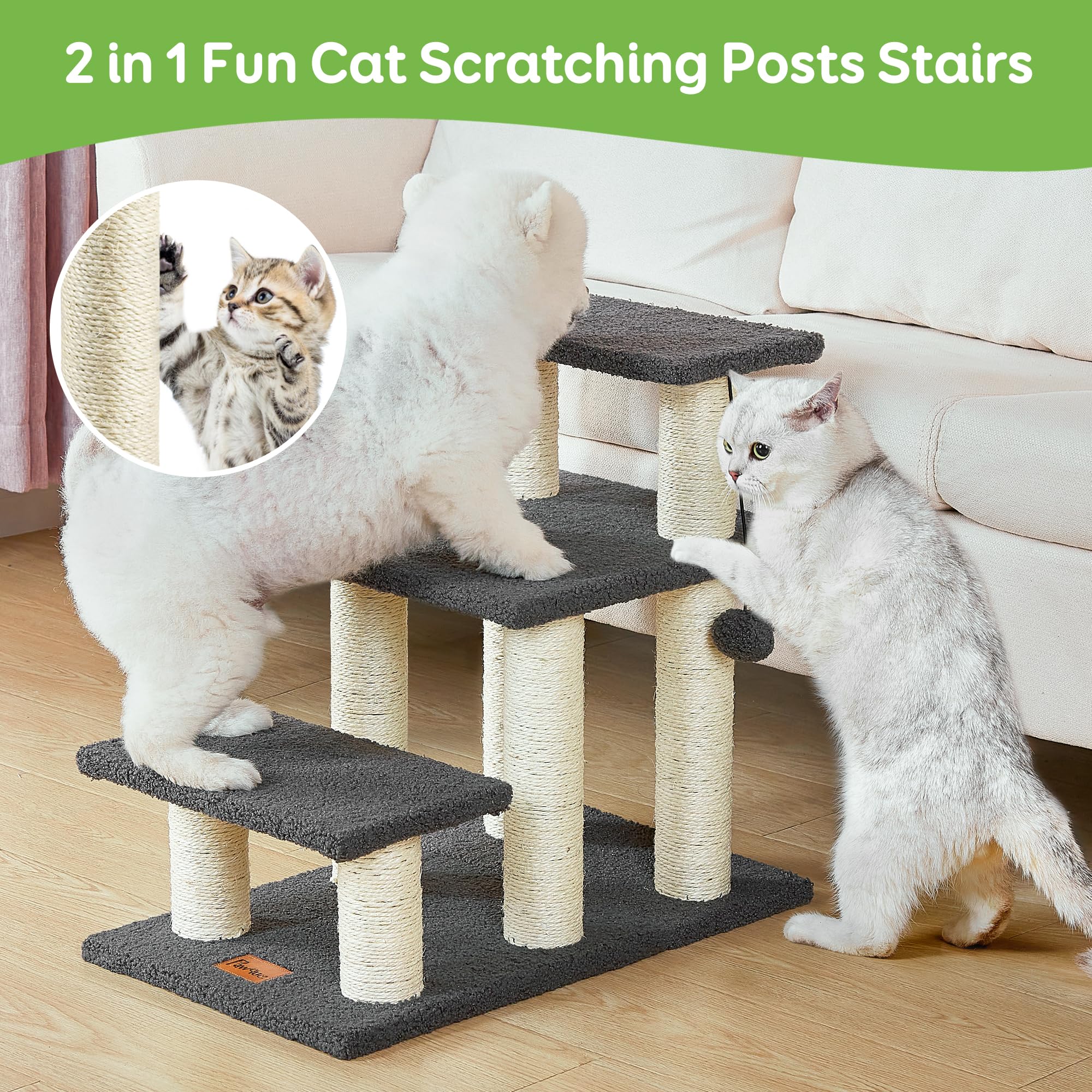 Pawque cat scratching post with sisal rope encourages scratching and play