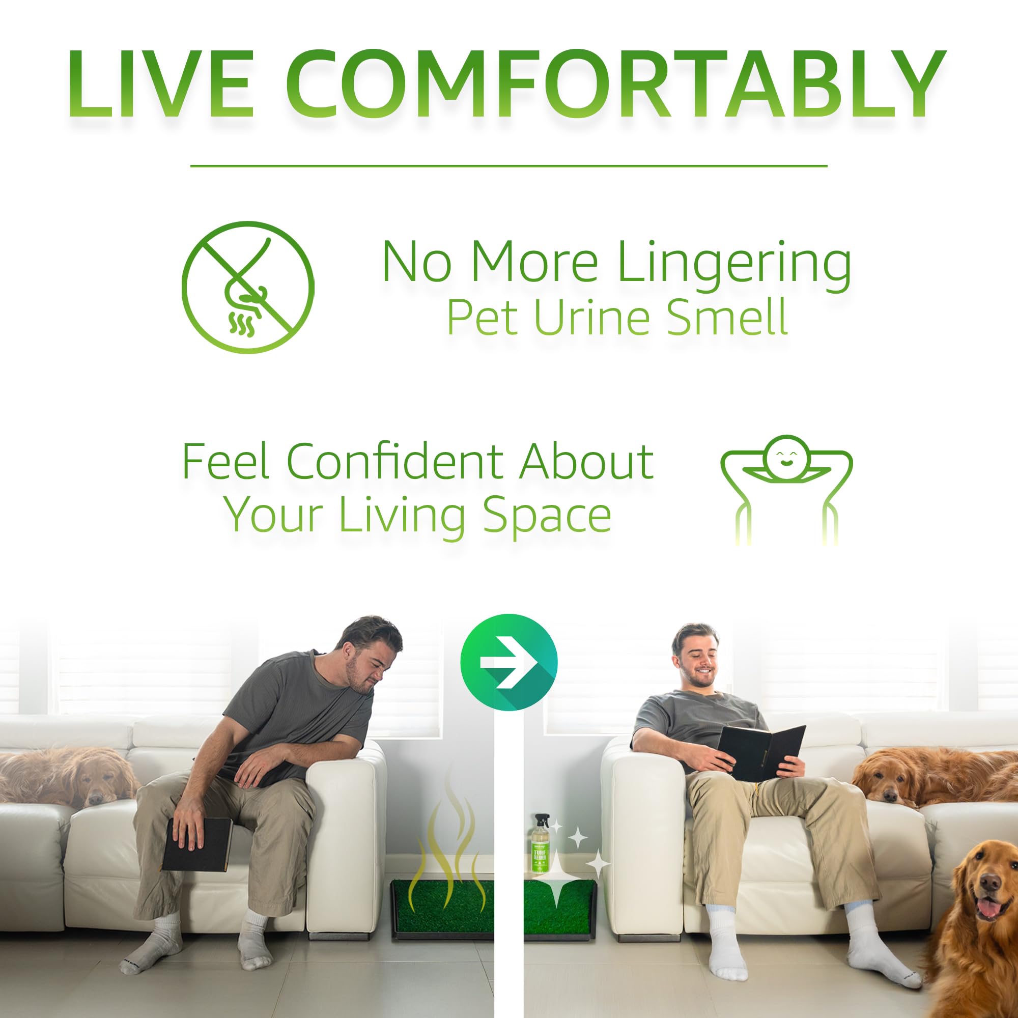 Paws and Play dog run deodorizing action keeps outdoor spaces cleaner
