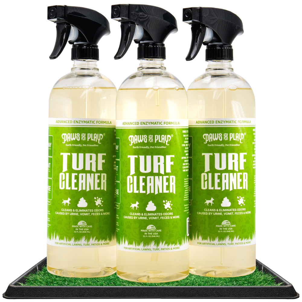 Paws and Play turf cleaner applied on outdoor spray area for odor control.