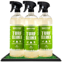 Paws and Play turf cleaner applied on outdoor spray area for odor control.