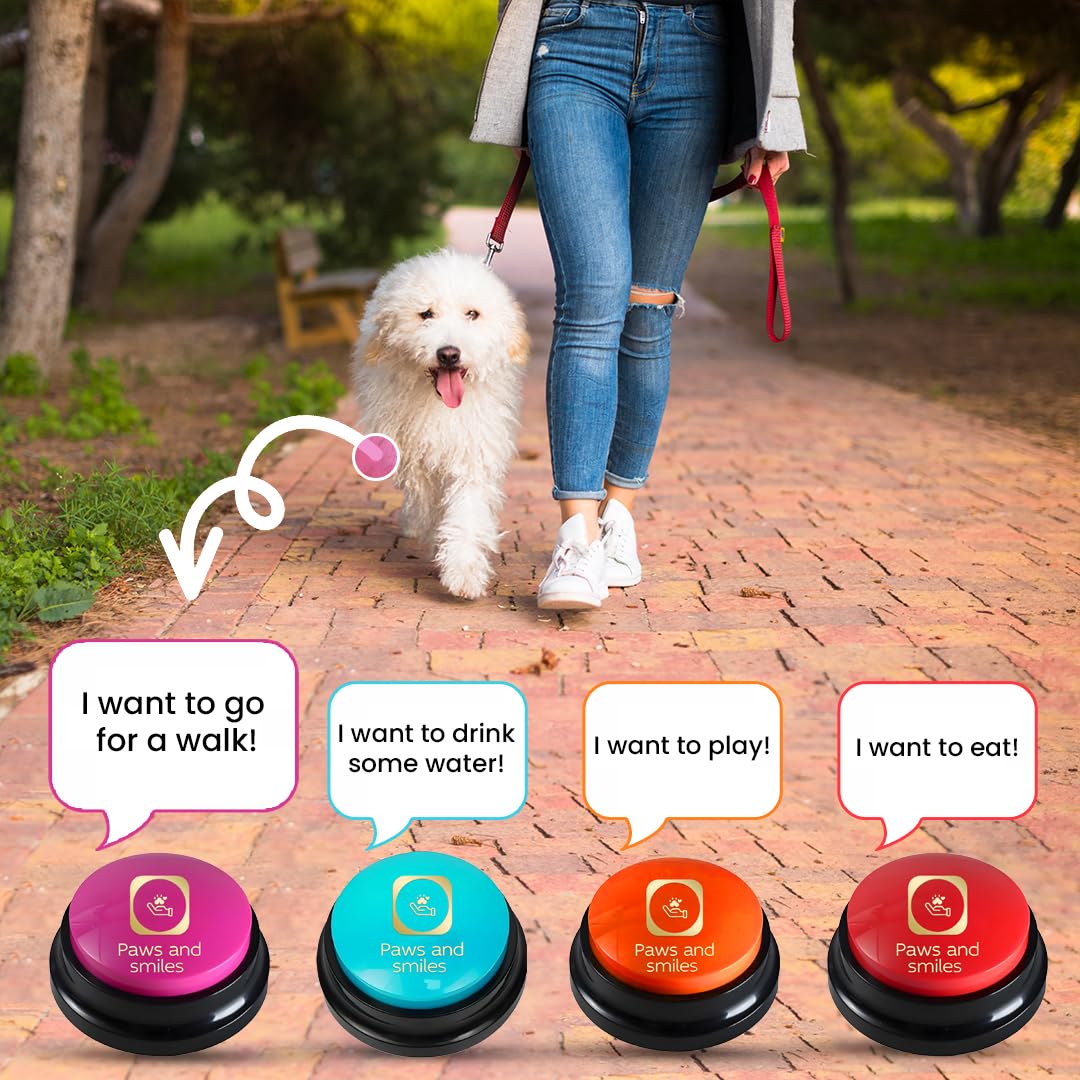 Two-beep confirmation sounds after recording on a Paws & Smiles button.
