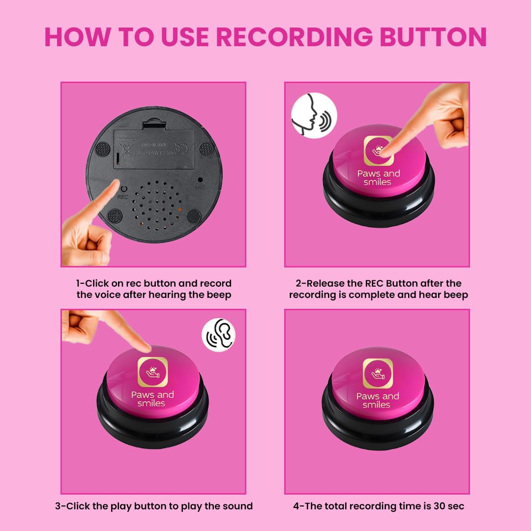 Paws & Smiles recording setup with a 30-second message on a button.