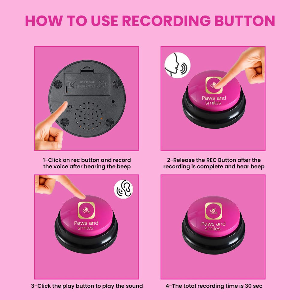 Paws & Smiles recording setup with a 30-second message on a button.