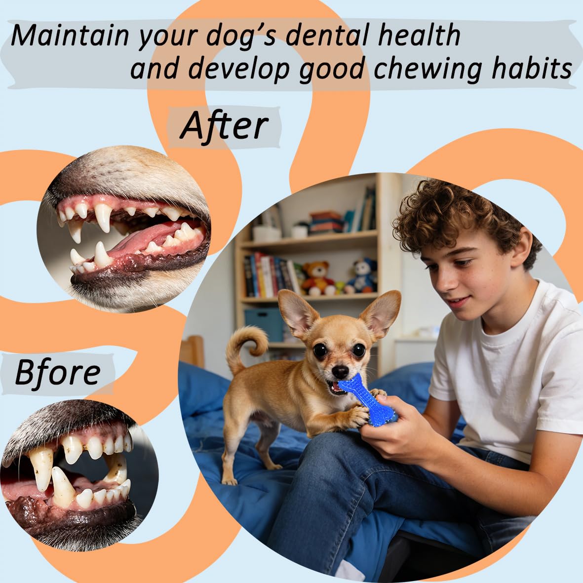 PawsAion rubber toothbrush bone cleans teeth while satisfying chew instincts.