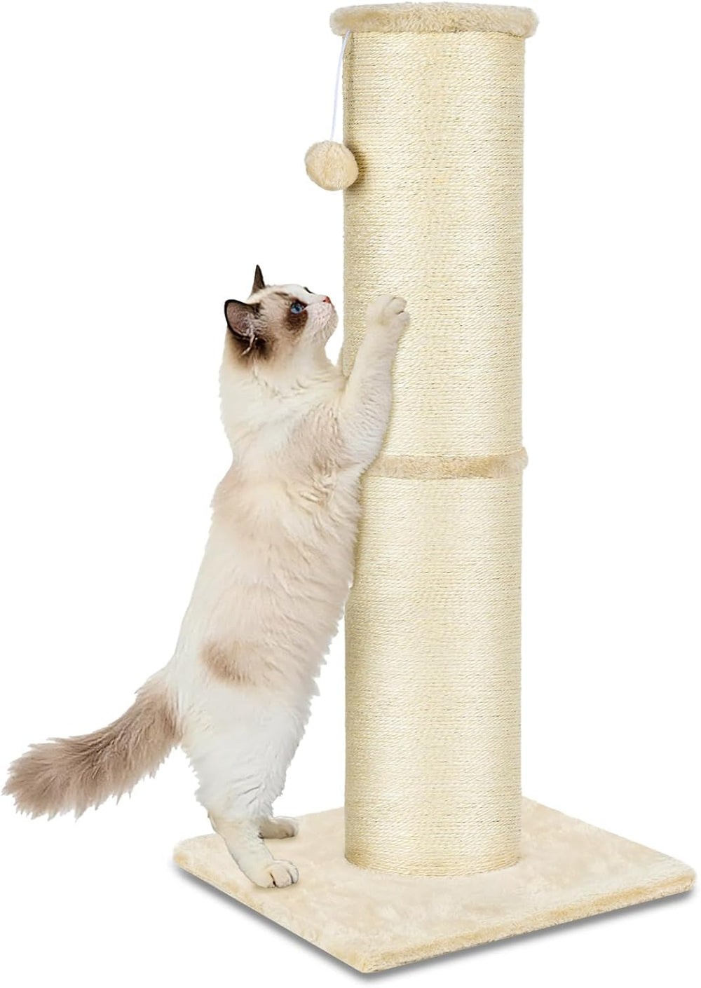 PAWSCRAT 32 inch sisal post in beige for indoor cats
