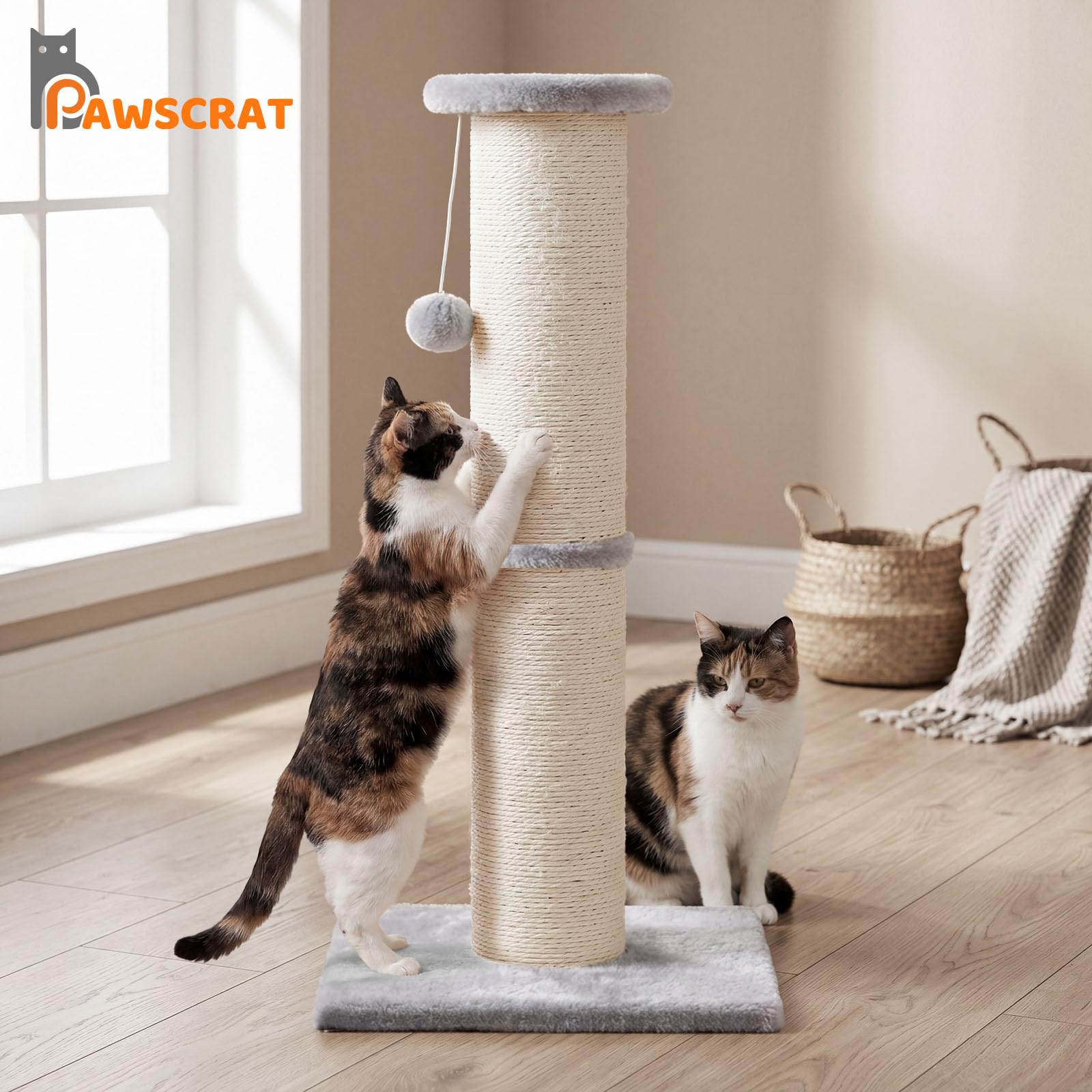 PAWSCRAT cat using the post to scratch and climb.