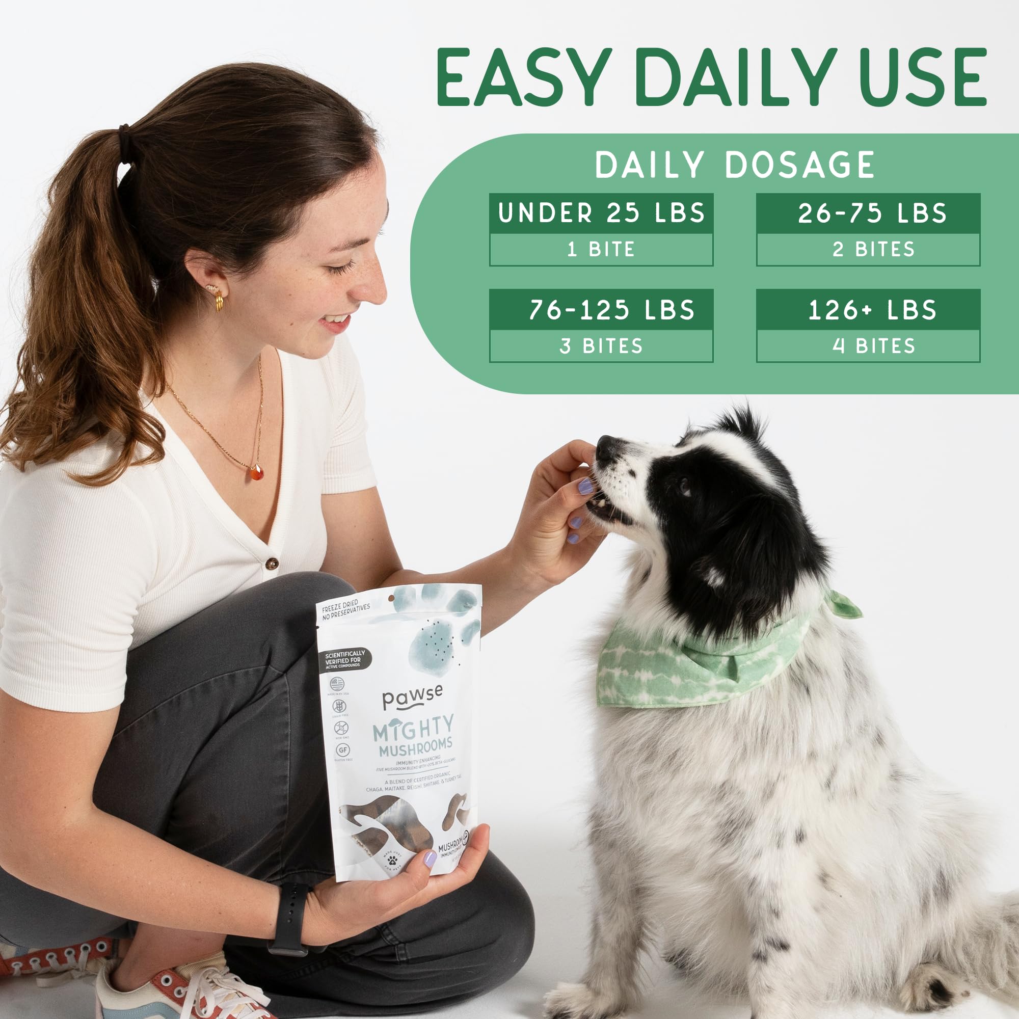 Pawse Mighty Mushroom Chews gut health closeup highlighting prebiotic benefits.
