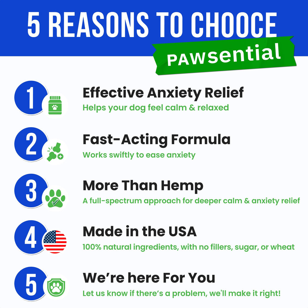 Pawsential dog treat dispense scene showing quick usage for nerves.