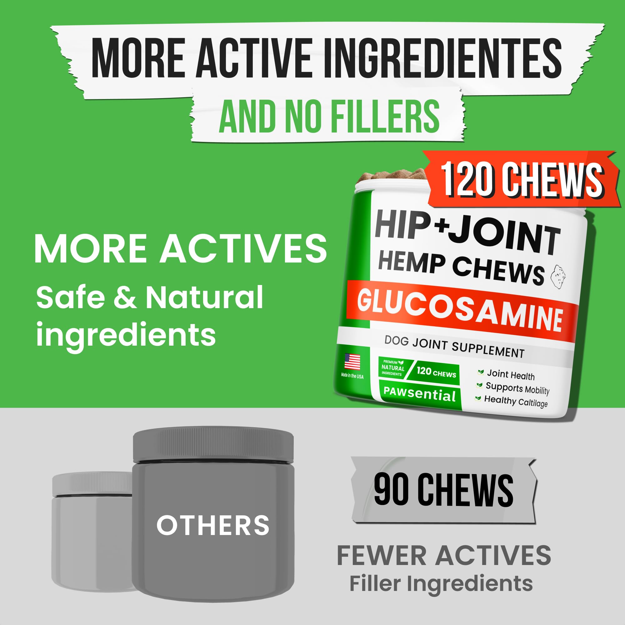Natural ingredient label and 120-count packaging