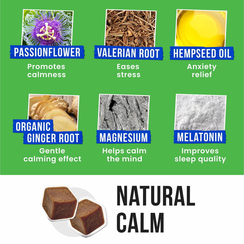 Pawsential hemp calming chews label clear ingredients for transparency.