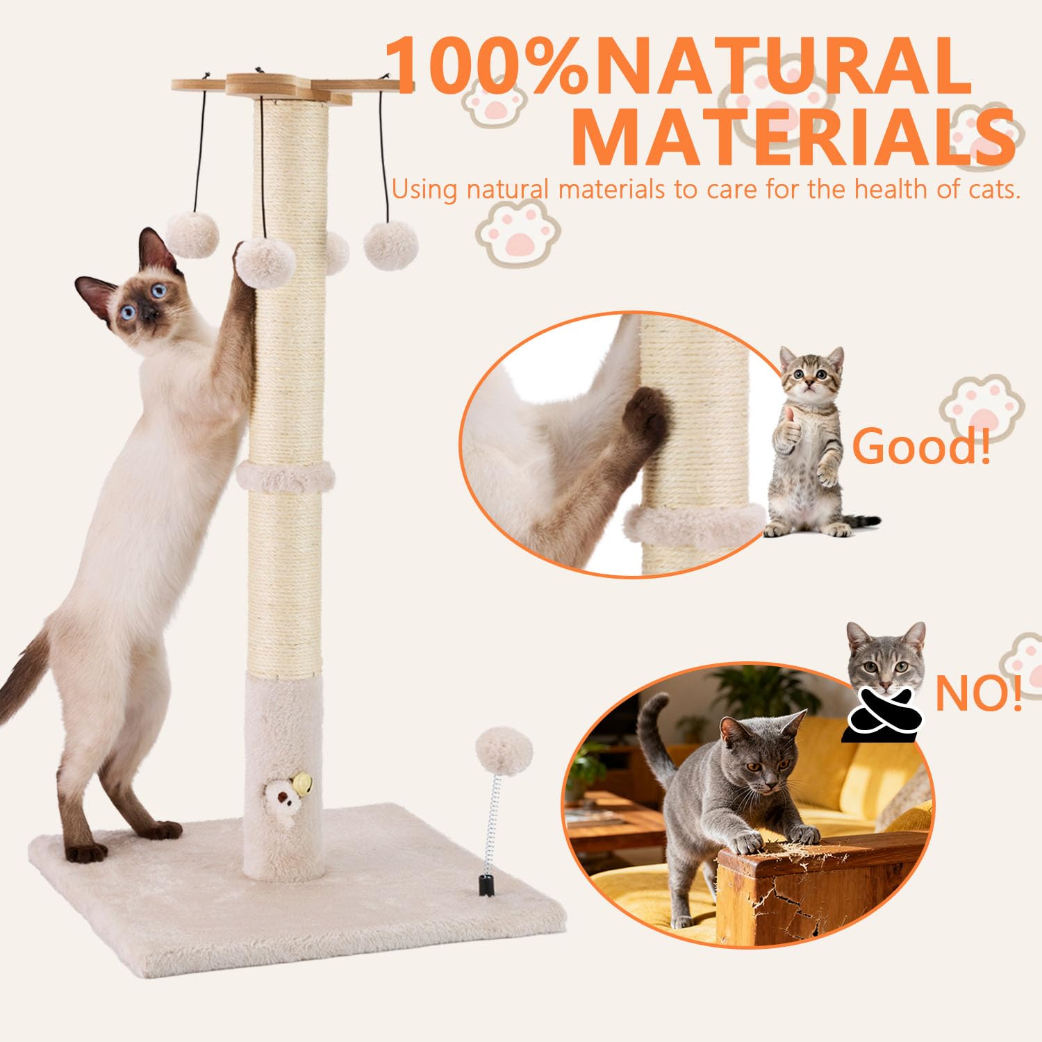 PAWSFANS stable base plate keeps the post upright during vigorous scratching.