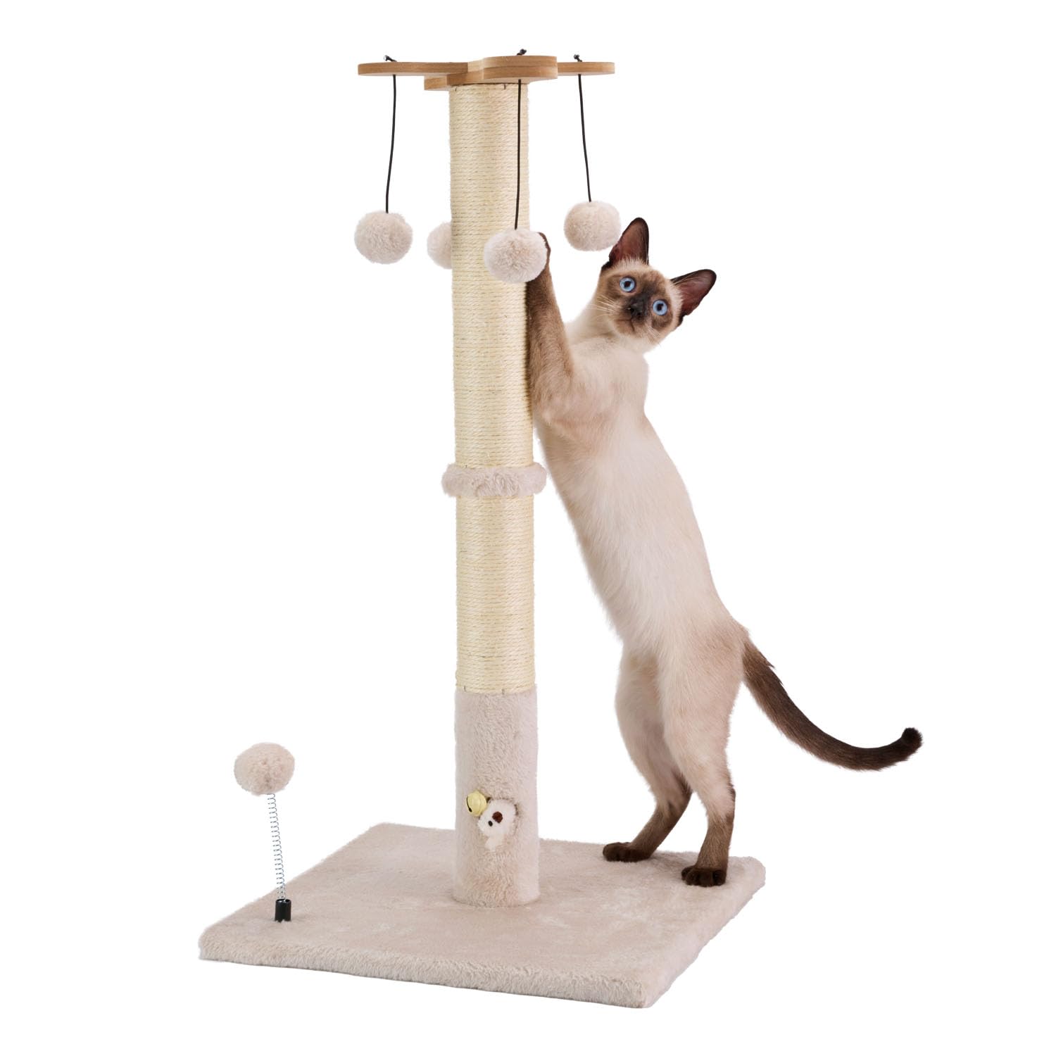 PAWSFANS cat scratching post 30 inches tall for indoor cats to protect furniture.