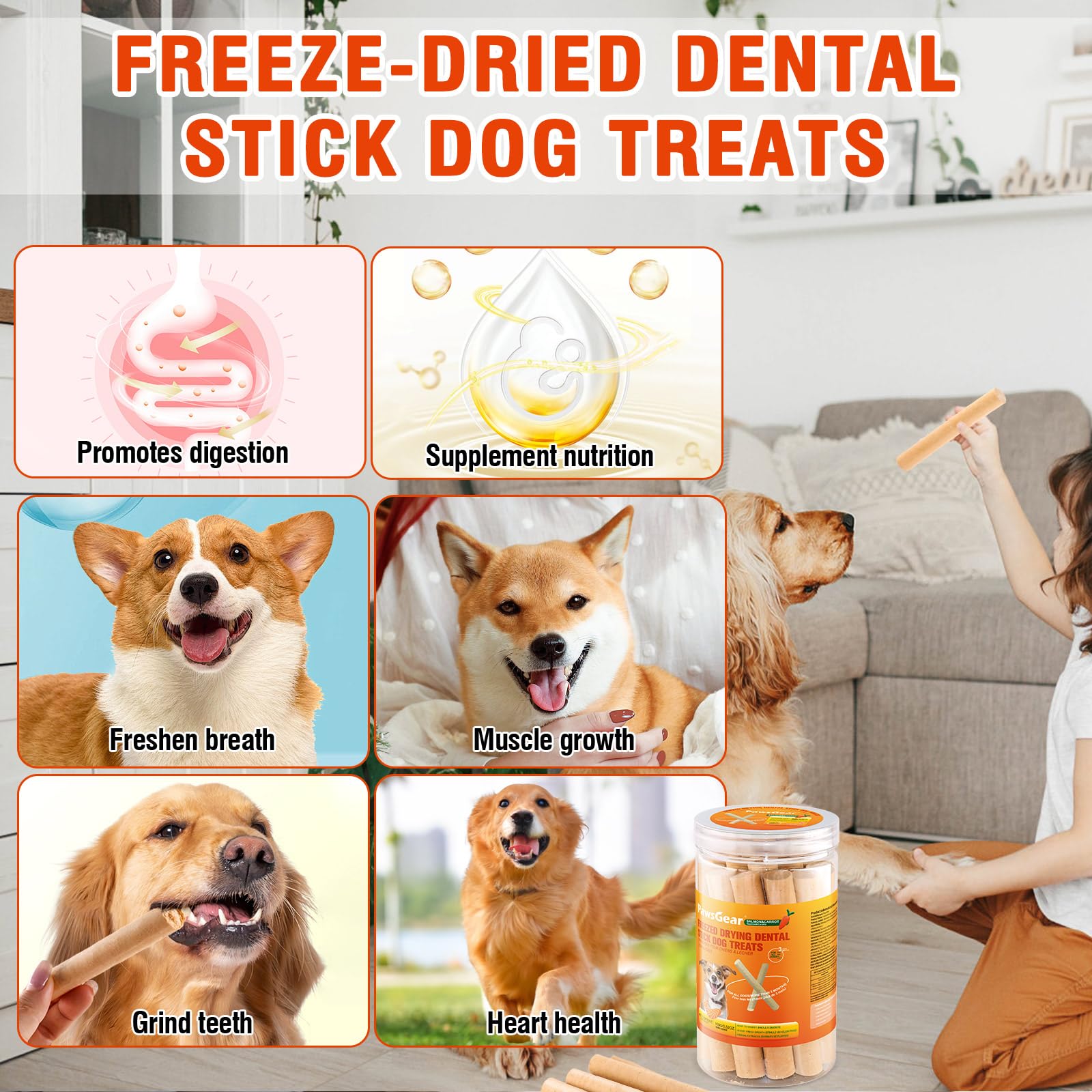 PawsGear Salmon Sticks help freshen breath while satisfying canine chewing instincts.