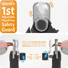 Pawsibility Pet Nail Clipper PRO magnifier guard shows safe positioning