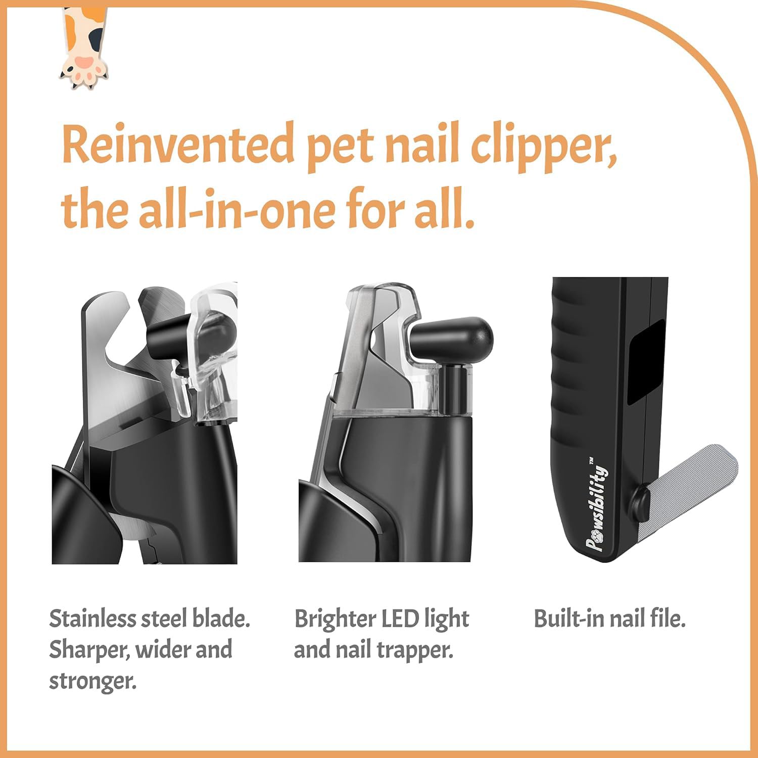 Pawsibility widened blade for dogs and cats of all sizes.