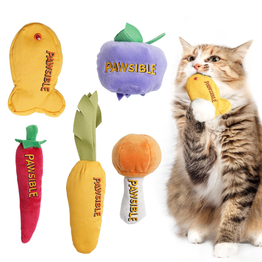 Pawsible 5 pack catnip toys blueberry close-up encourages interactive play for indoor cats