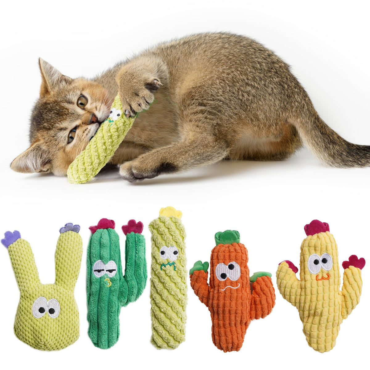 Pawsible cactus cat toy filled with organic catnip for engaging indoor play.