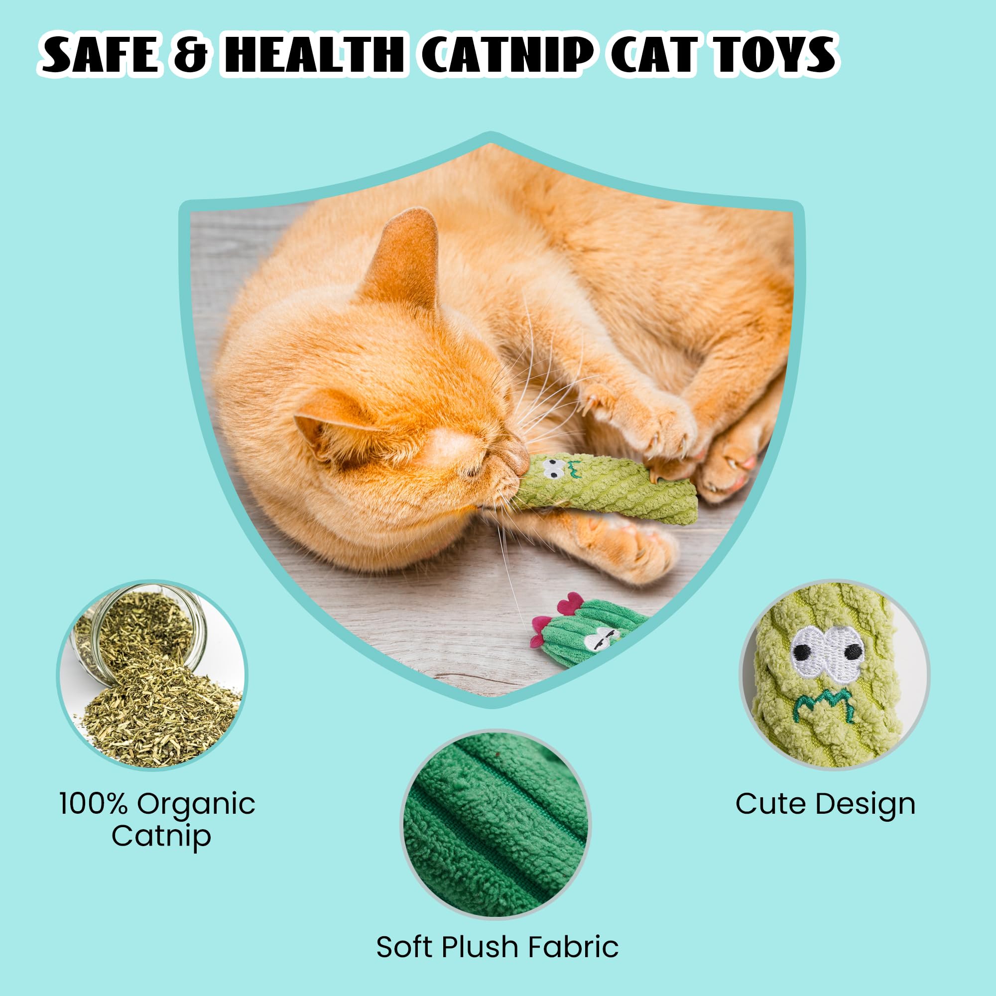 Pawsible cactus cat toy in bright colors for solo or guided play.