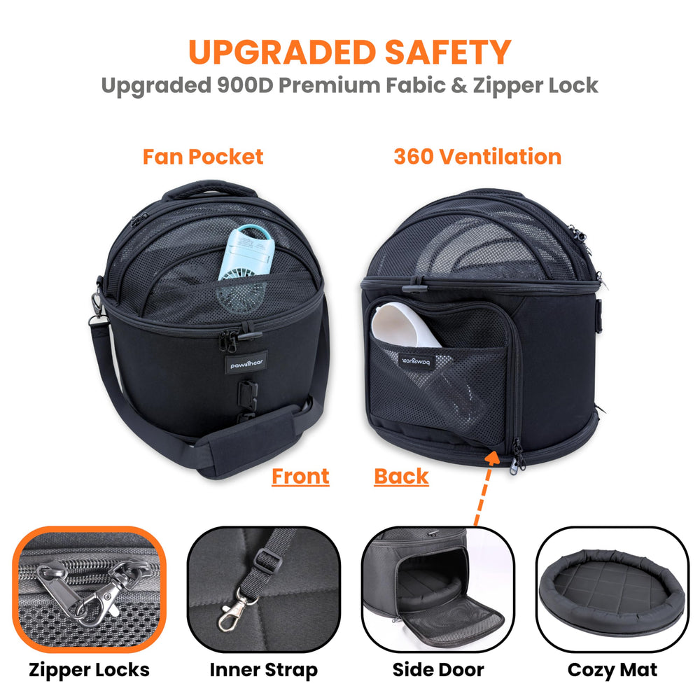 PawsInCar top-access design allows vet checks without removing pet.