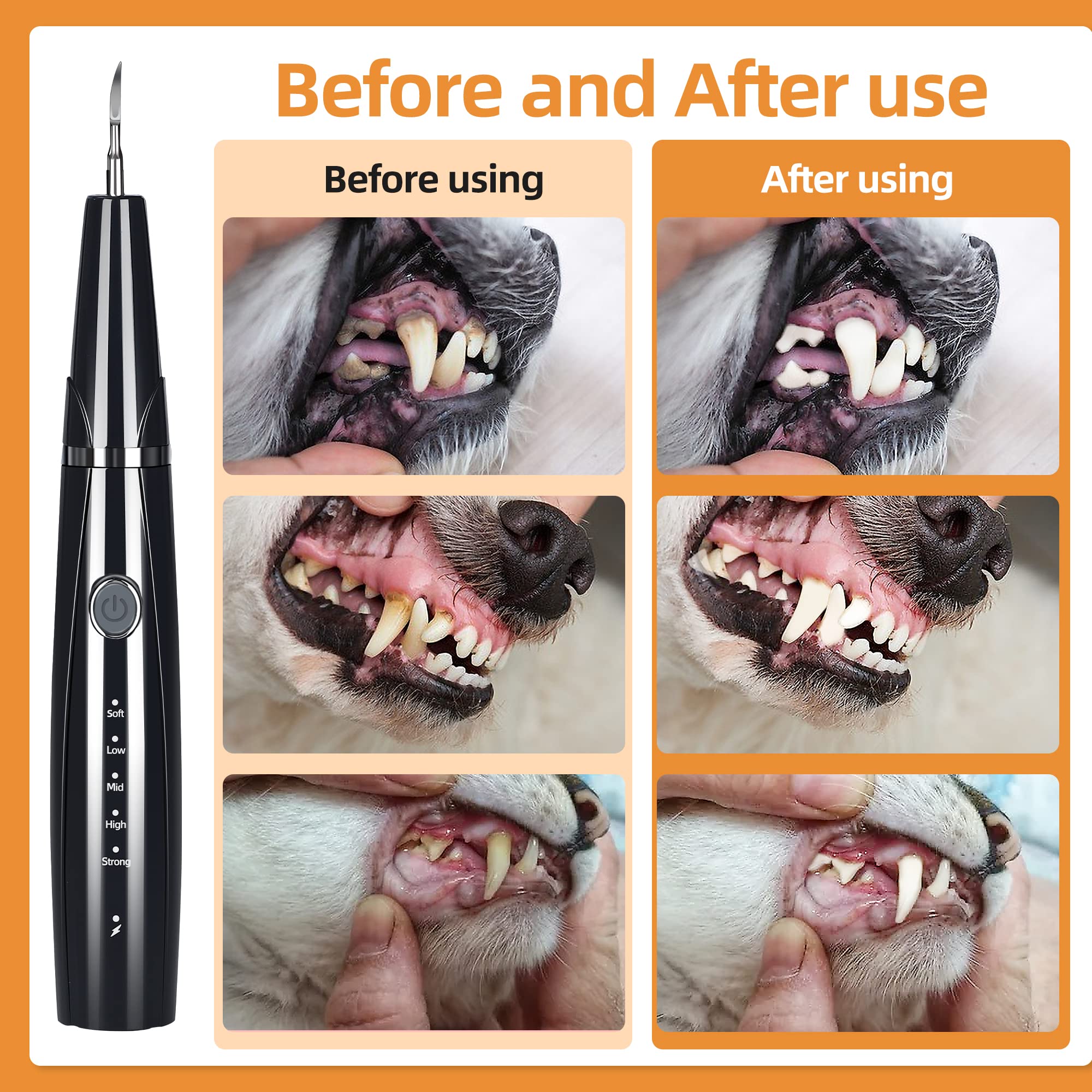 PAWSION five intensity settings adapt to different pet sizes.