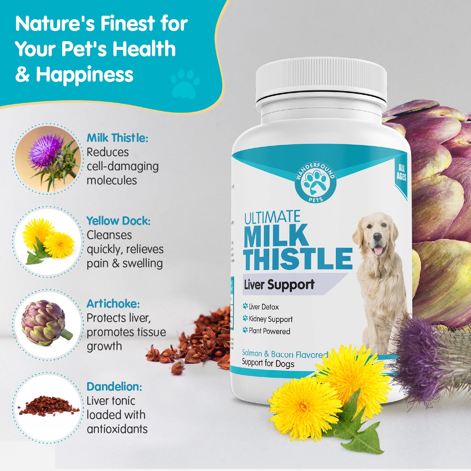 Pawsitive Wanderfound kidney detox formula supports overall vitality.