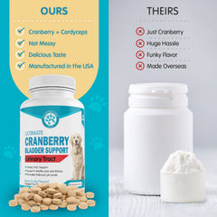 Pawsitive Wanderfound label nutrition close-up highlights cranberry extract and apple cider vinegar.