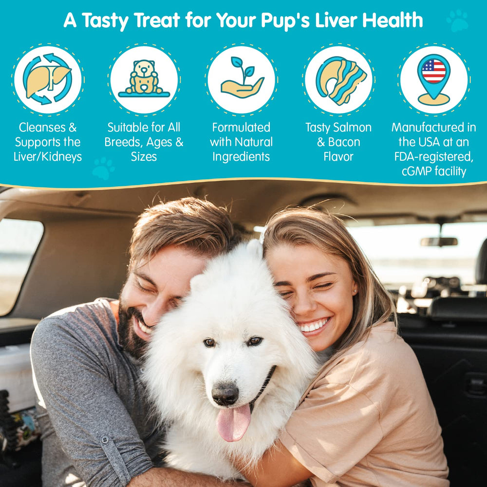Pawsitive Wanderfound liver support pills suitable for all breeds.