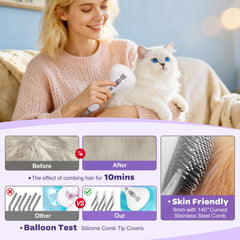 Self-cleaning cycle of the PawsMedal brush removing fur between sessions