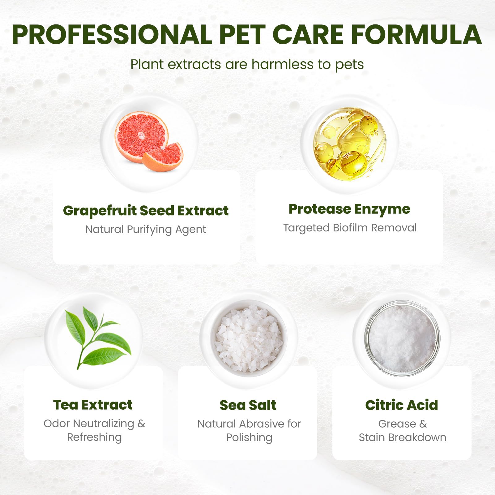 PawSono cat dish and fountain cleaner foam removes grime from bowls and water features.