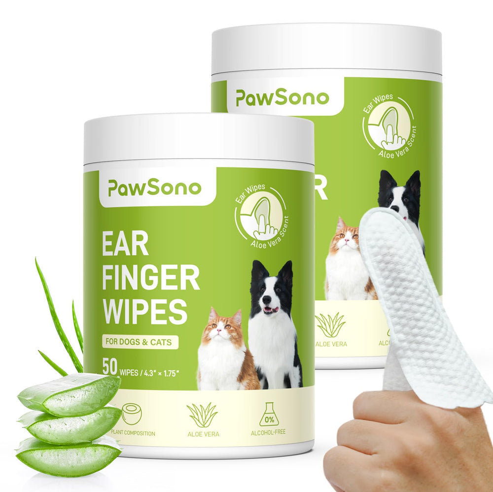 PawSono ear wipes for dogs gently clean ears and remove wax and debris.