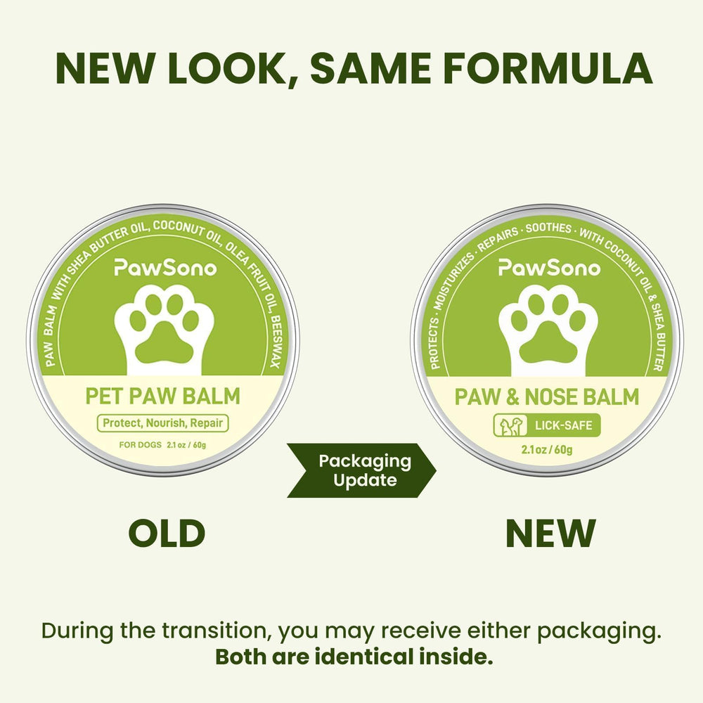 PawSono easy-apply paw balm being smoothed into paw pads.